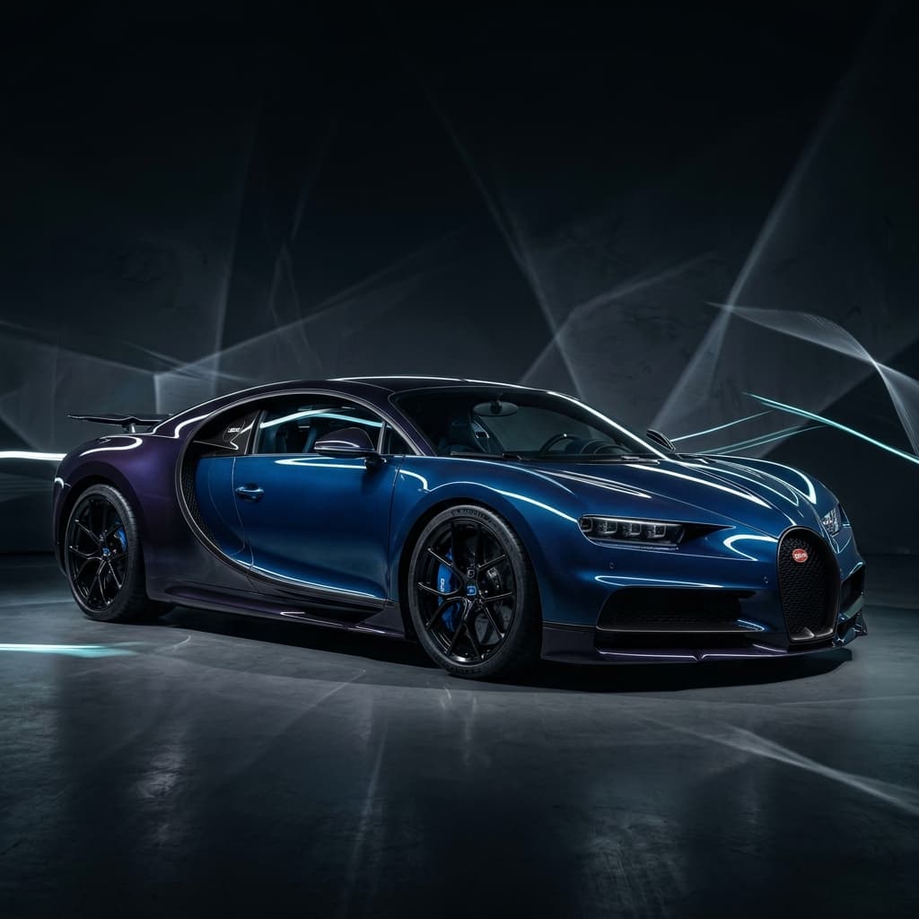 Deep blue and purple Bugatti Chiron